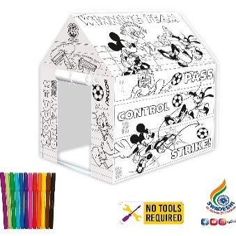 My Coloring Hut Disney Marvel Play Tent (36 x 29 x 40 cm) DIY Kit Washable & Re-usable for Kids 3+ Years (Mickey Mouse & Friends)