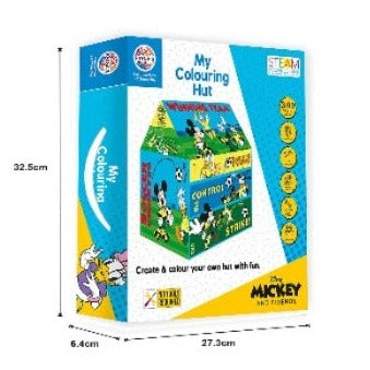 My Coloring Hut Disney Marvel Play Tent (36 x 29 x 40 cm) DIY Kit Washable & Re-usable for Kids 3+ Years (Mickey Mouse & Friends)