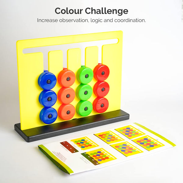Color Challenge Montessori Slide & Match Puzzles – Board Brain Game for Kids | Fun and Colorful Pattern Making Activity Toys | Early Development and Learning Kids Toys for 3+ Years