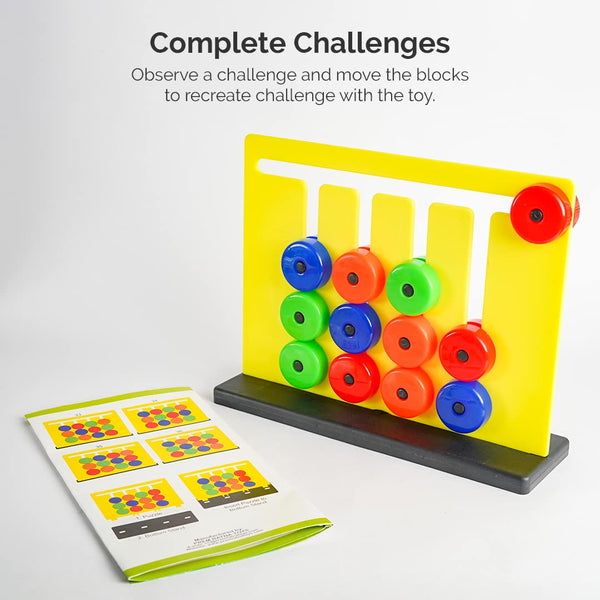Color Challenge Montessori Slide & Match Puzzles – Board Brain Game for Kids | Fun and Colorful Pattern Making Activity Toys | Early Development and Learning Kids Toys for 3+ Years