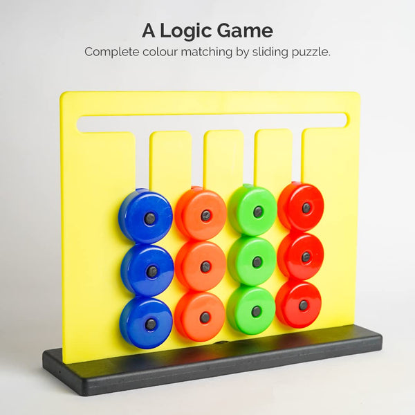 Color Challenge Montessori Slide & Match Puzzles – Board Brain Game for Kids | Fun and Colorful Pattern Making Activity Toys | Early Development and Learning Kids Toys for 3+ Years