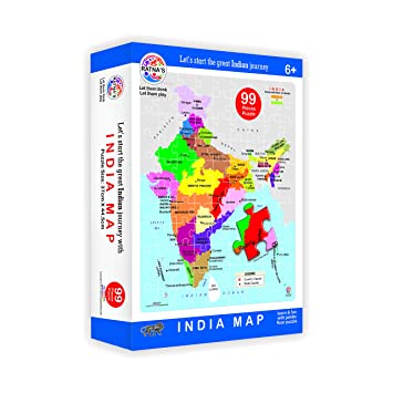 Educational India MAP Jigsaw Puzzle (99 Pieces), Play & Learn India Map, State Capitals (Multicolor) Geography