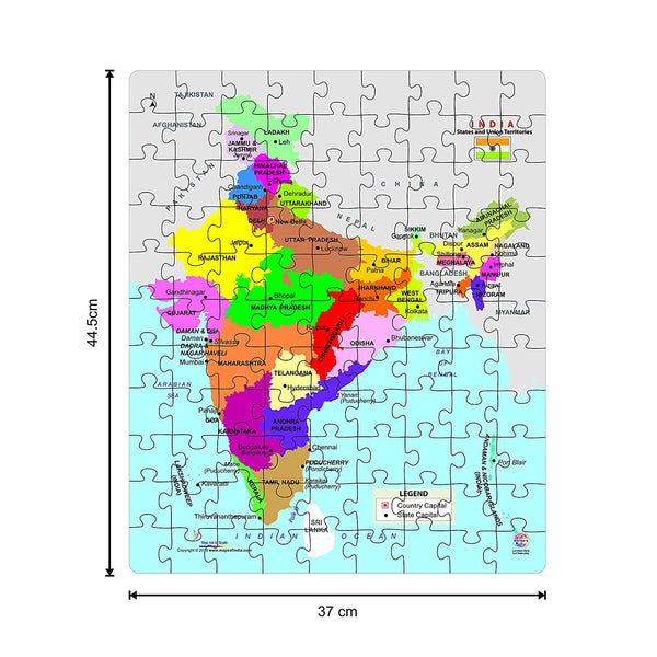 Educational India MAP Jigsaw Puzzle (99 Pieces), Play & Learn India Map, State Capitals (Multicolor) Geography