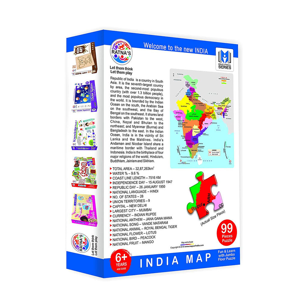 Educational India MAP Jigsaw Puzzle (99 Pieces), Play & Learn India Ma ...