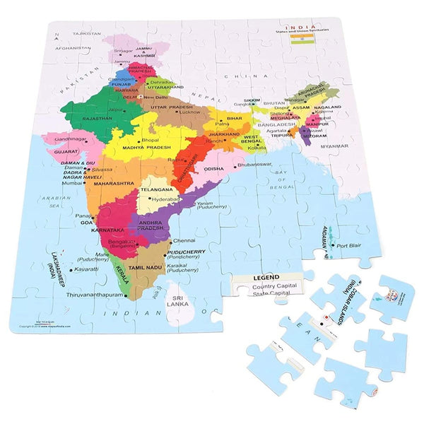 Educational India MAP Jigsaw Puzzle (99 Pieces), Play & Learn India Map, State Capitals (Multicolor) Geography