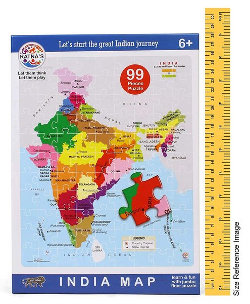 Educational India MAP Jigsaw Puzzle (99 Pieces), Play & Learn India Map, State Capitals (Multicolor) Geography