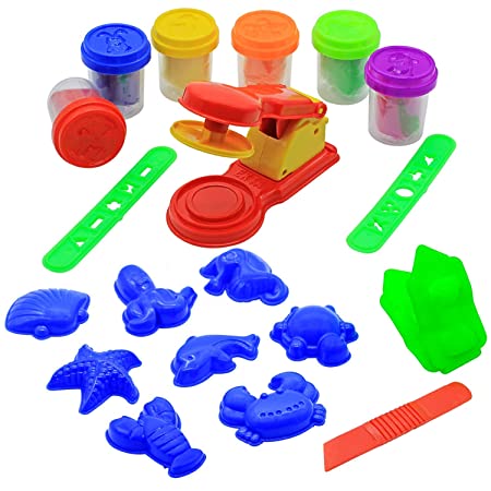 Super Dough Factory Kids Playing Modelling Clay Set, Bonus with 3D Molds (Multicolor)