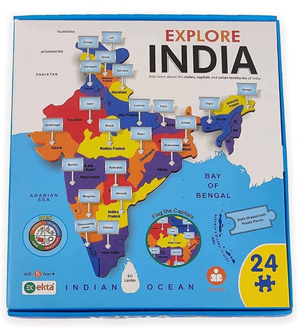 Explore India, Foam Puzzle Game, Play & Learn India Map, State Capitals (Multicolor) Geography
