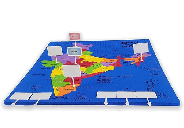 Explore India, Foam Puzzle Game, Play & Learn India Map, State Capitals (Multicolor) Geography