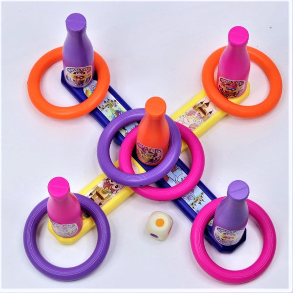 2 in 1 Color Match Ring toss Unicorn Print Target Game Set - Indoor & Outdoor Game for Kids