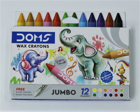 DOMS Jumbo Wax Crayon – 12 Shades, 1 FREE Silver Crayon