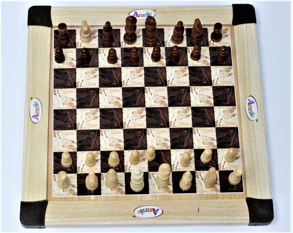 Majestic Wooden Chess Board and Wooden Chessmen Game for Kids and Adults (Brown & Cream color)